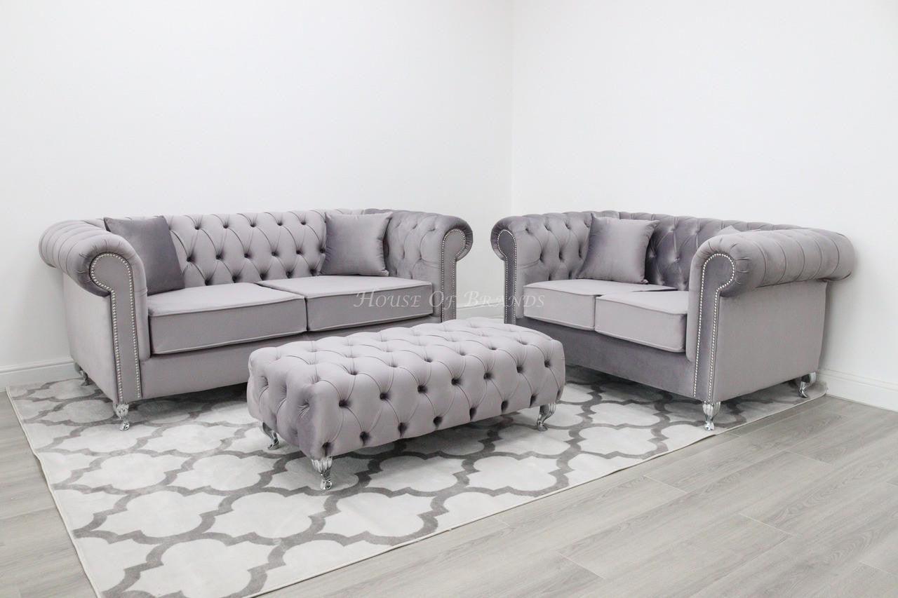 House Of Brands Chesterfield Velvet Sofa