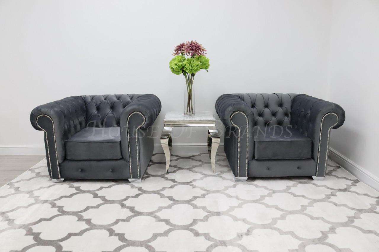 House Of Brands Chesterfield Velvet Sofa