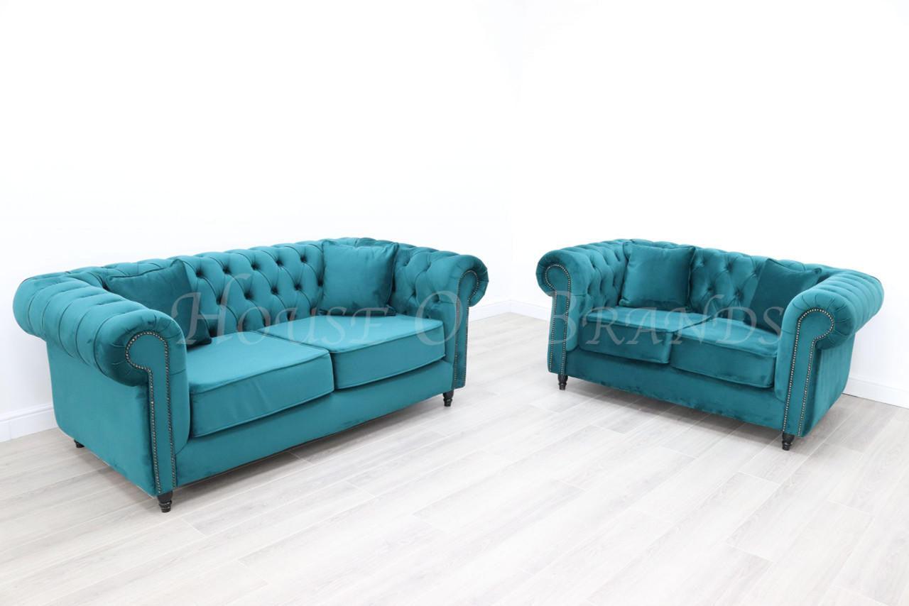 House Of Brands Chesterfield Velvet Sofa