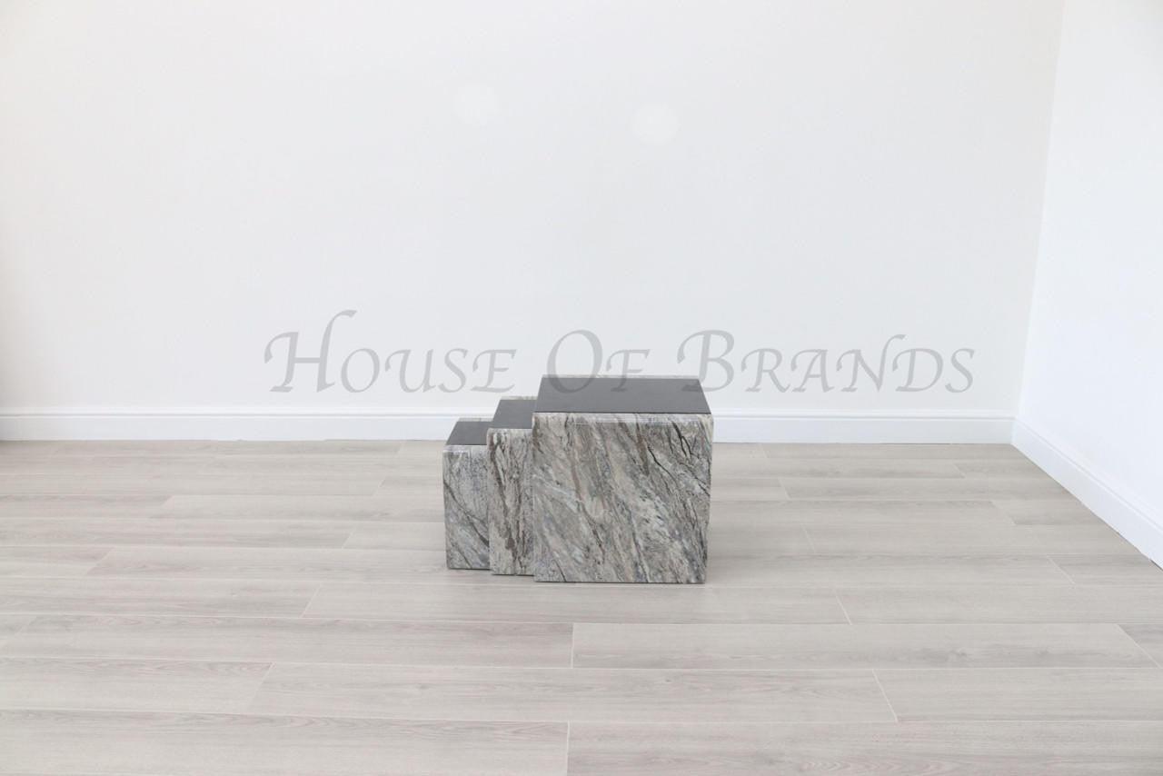 House Of Brands Lille Grey Marble Effect Nest Of Tables