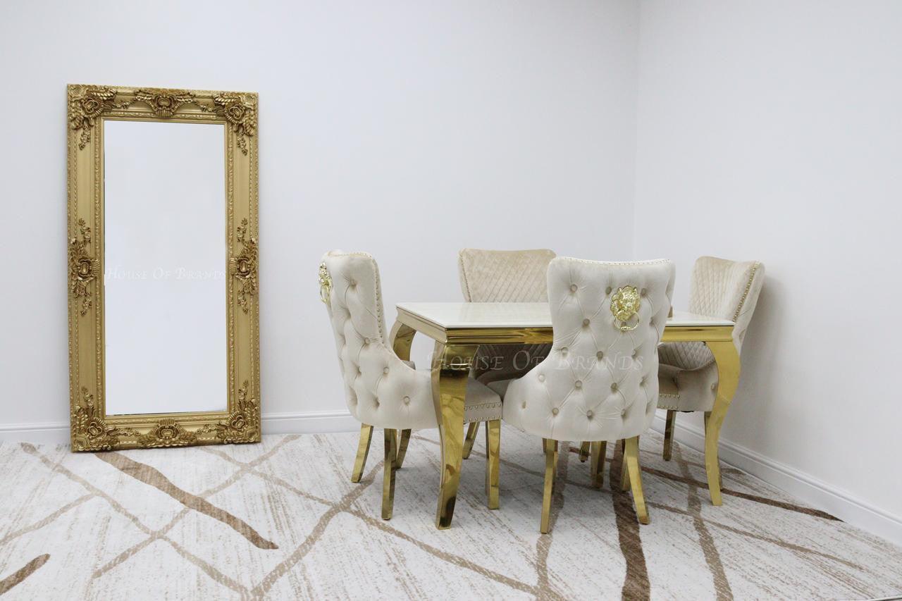House Of Brands 1.2m Gold Rome & 4 Barcelona Chairs