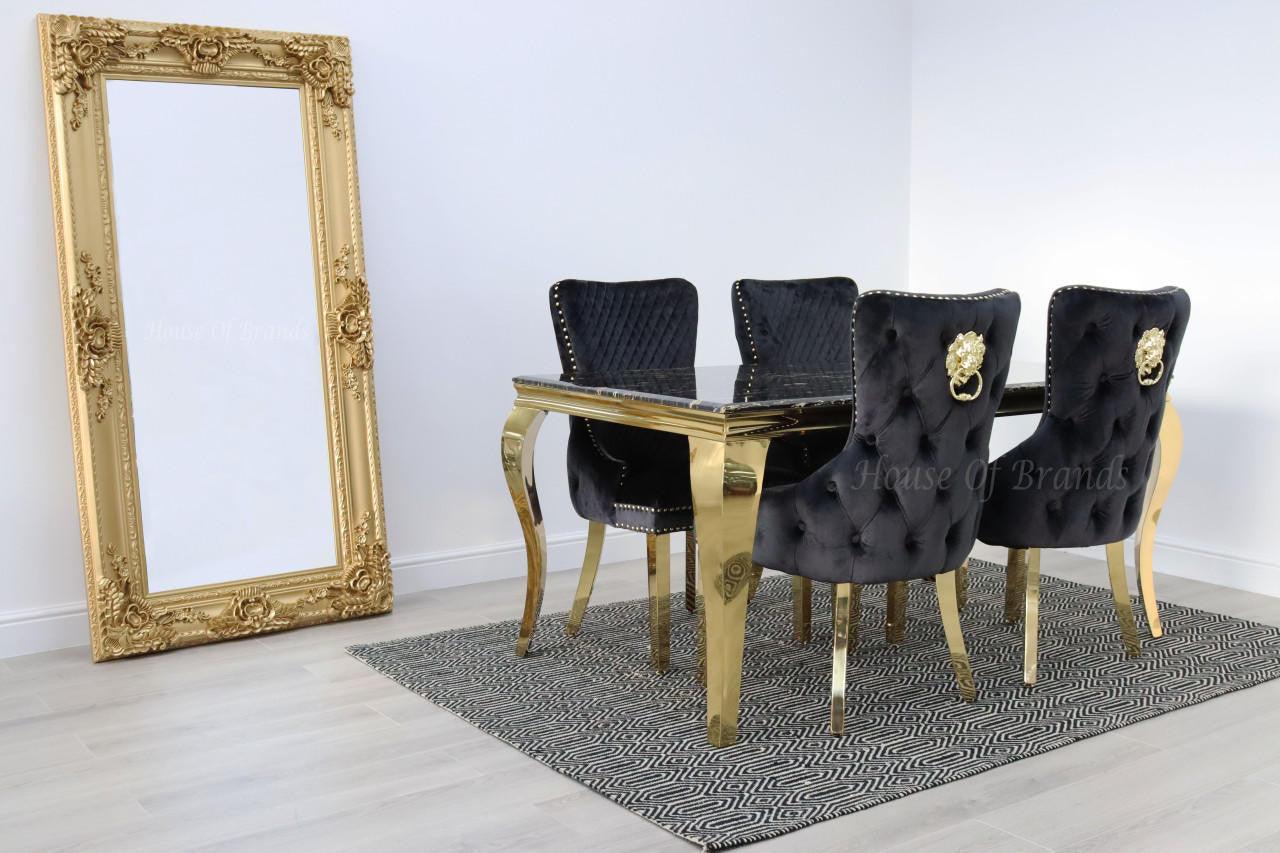1.6m Gold Rome Dining Table and 4 Barcelona Chairs