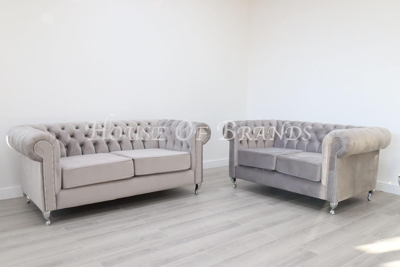 House Of Brands Chesterfield Velvet Sofa