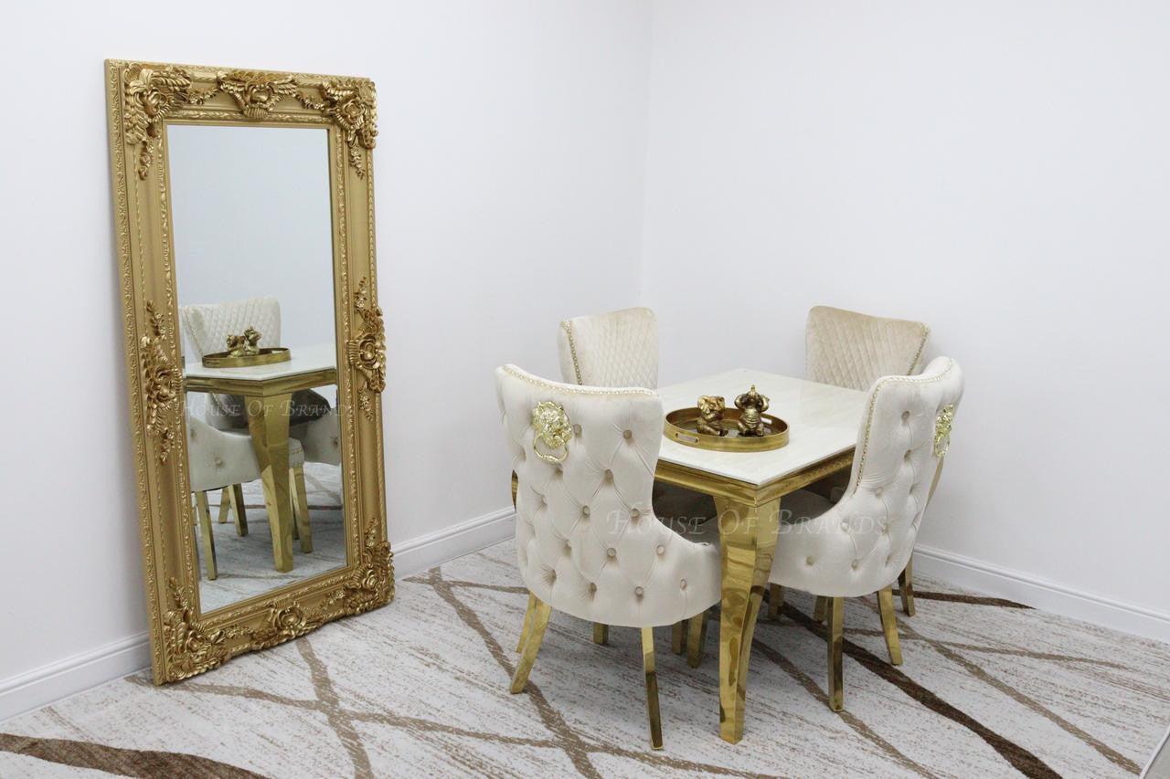 House Of Brands 1.2m Gold Rome & 4 Barcelona Chairs