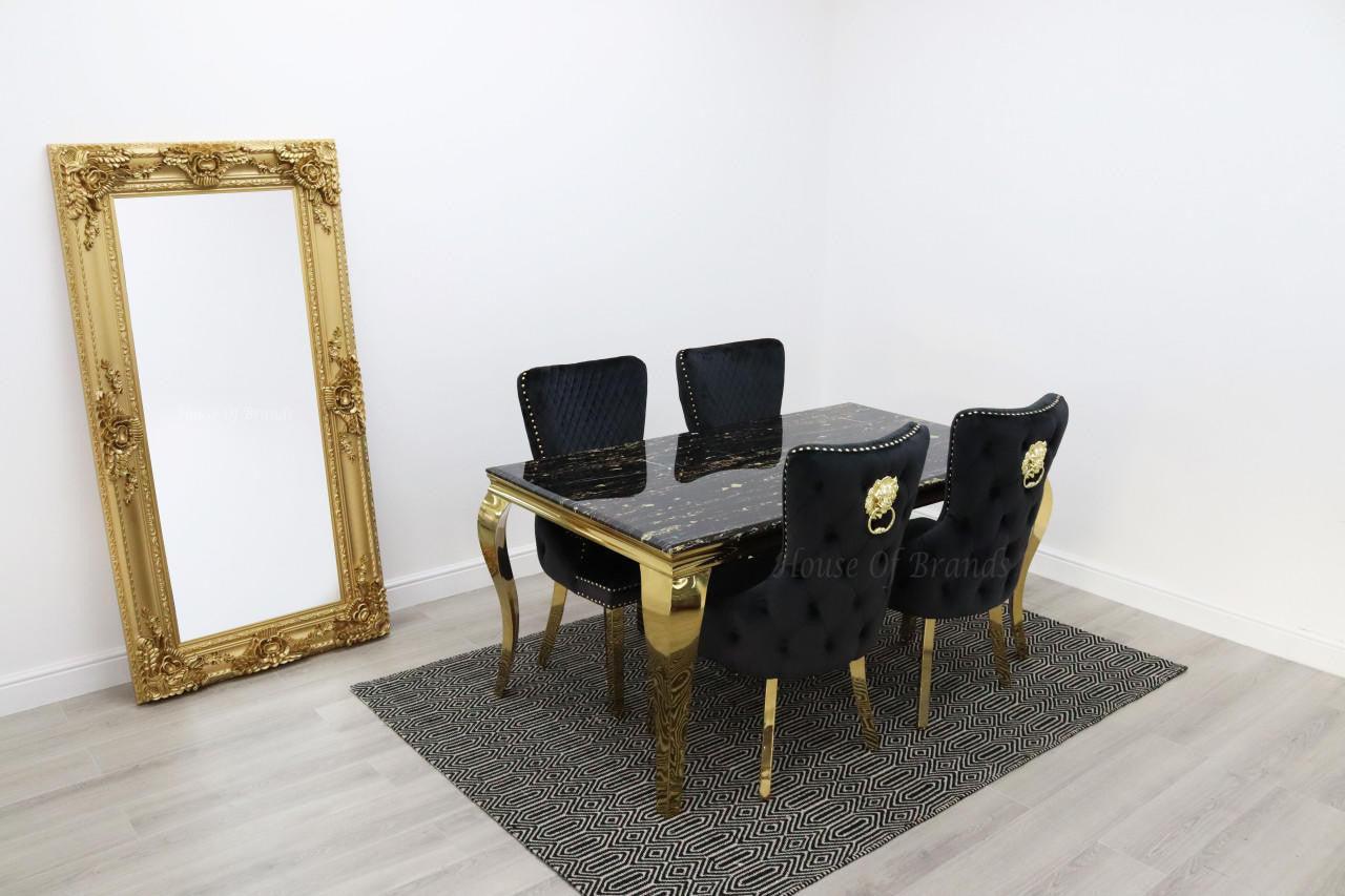 1.6m Gold Rome Dining Table and 4 Barcelona Chairs