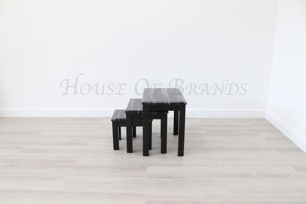 House Of Brands Lyon Black Marble Effect Nest of Tables