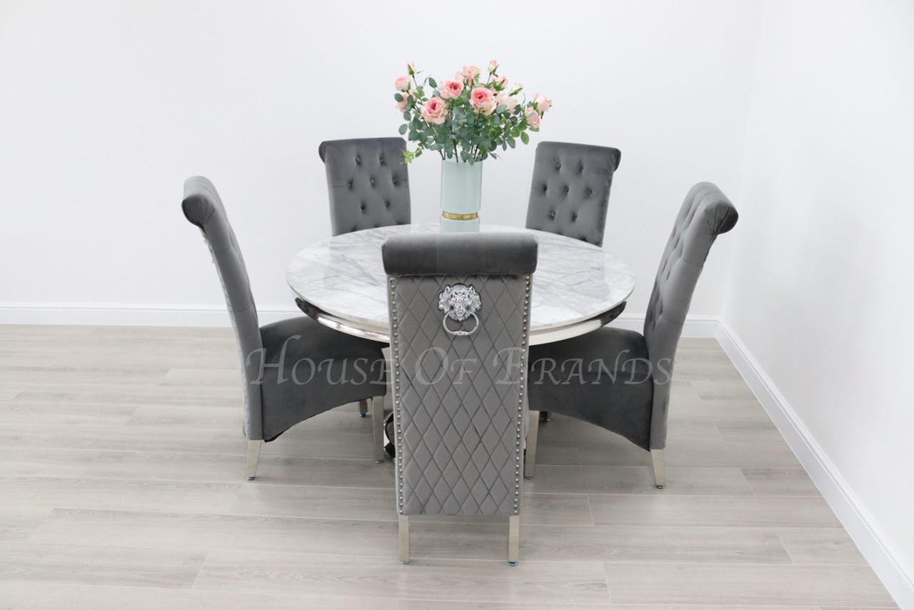 House Of Brands 1.3m Round Sorrento and 5 Leon Chairs