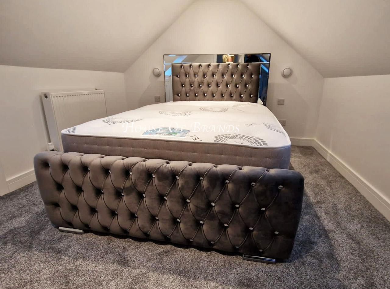 House Of Brands Vegas Mirrored Ottoman Storage Bed