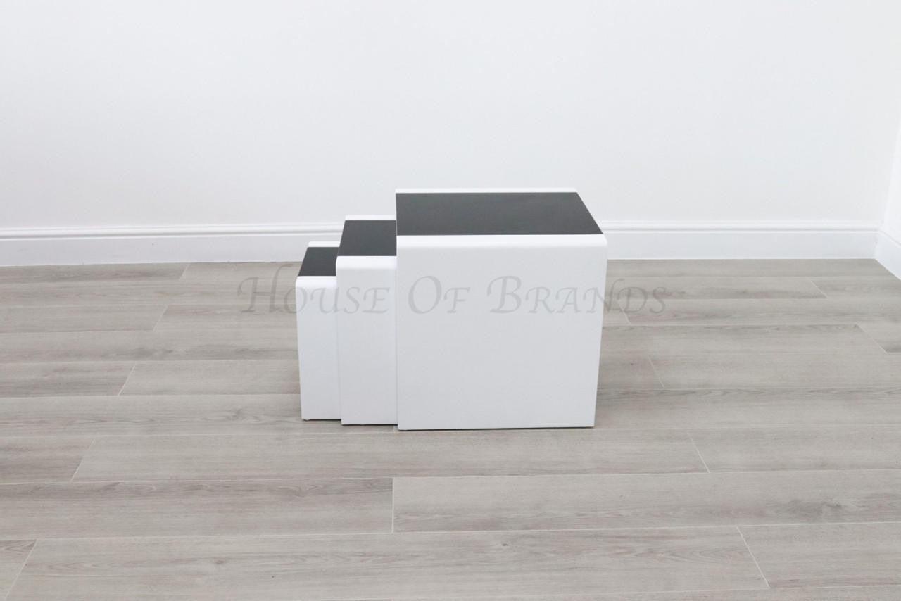 House Of Brands Lille White Marble Effect Nest Of Tables