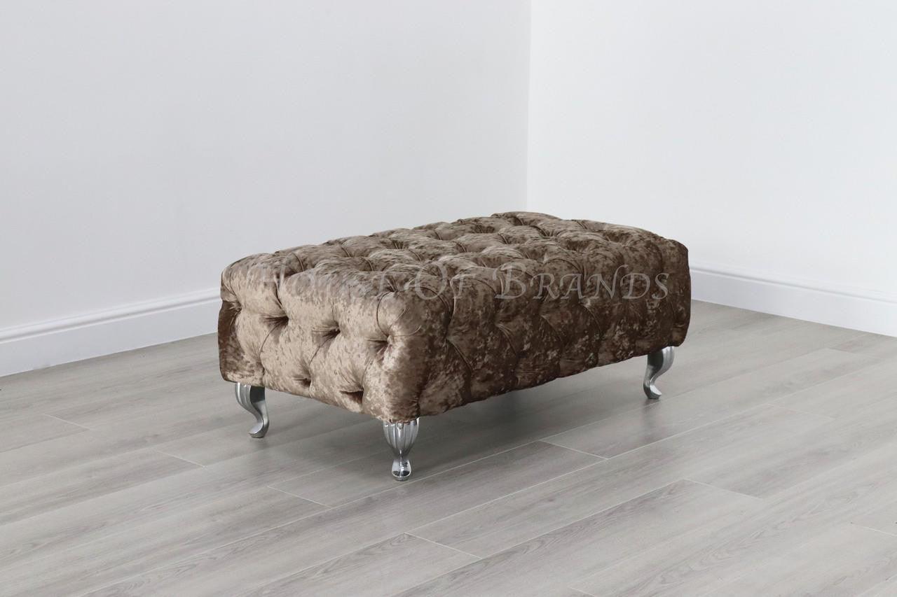House Of Brands Upholstered Shimmer Rectangular Footstool 