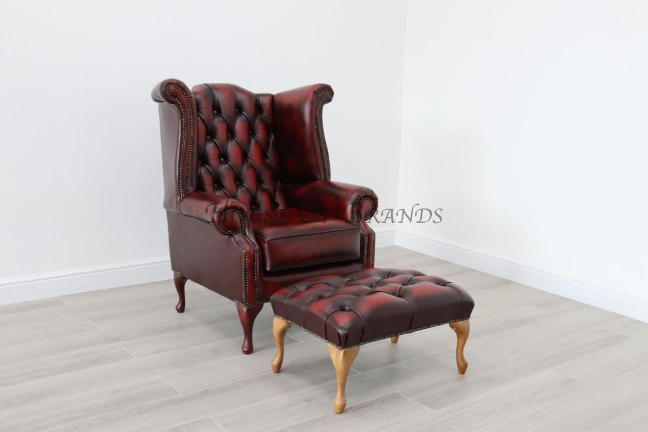 House Of Brands Queen Anne Genuine Leather Chair
