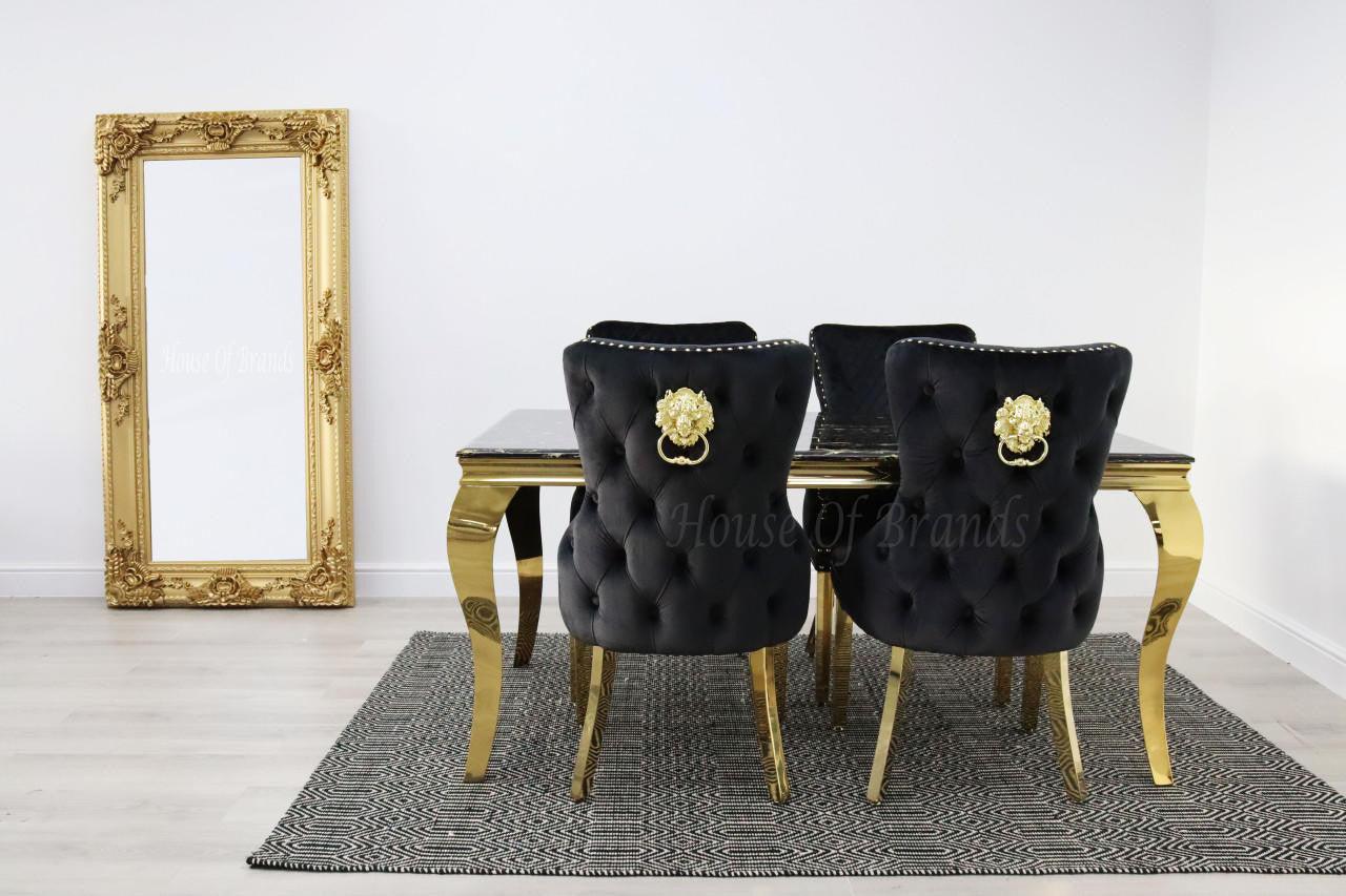 1.6m Gold Rome Dining Table and 4 Barcelona Chairs