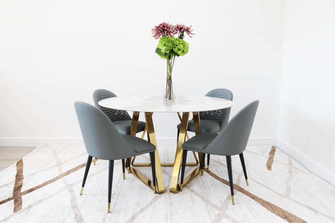 House Of Brands 1.3m Round Nova Dining Table and 4 Alicante Chairs