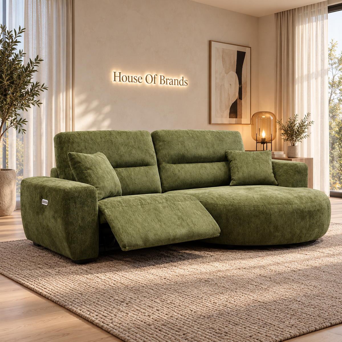 Denver Green Electric Recliner Right Hand