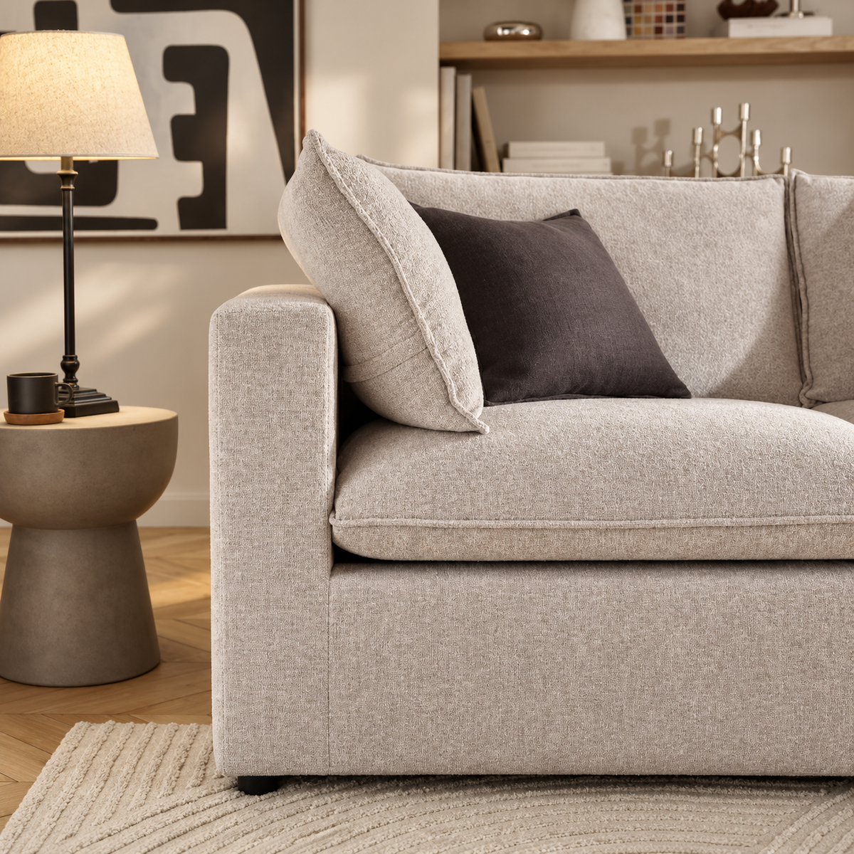 Solenne Pearl Chenille Modular Chaise Sofa