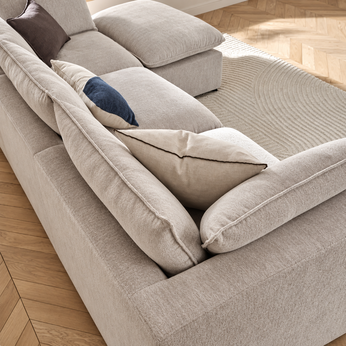 Solenne Pearl Chenille Modular Chaise Sofa