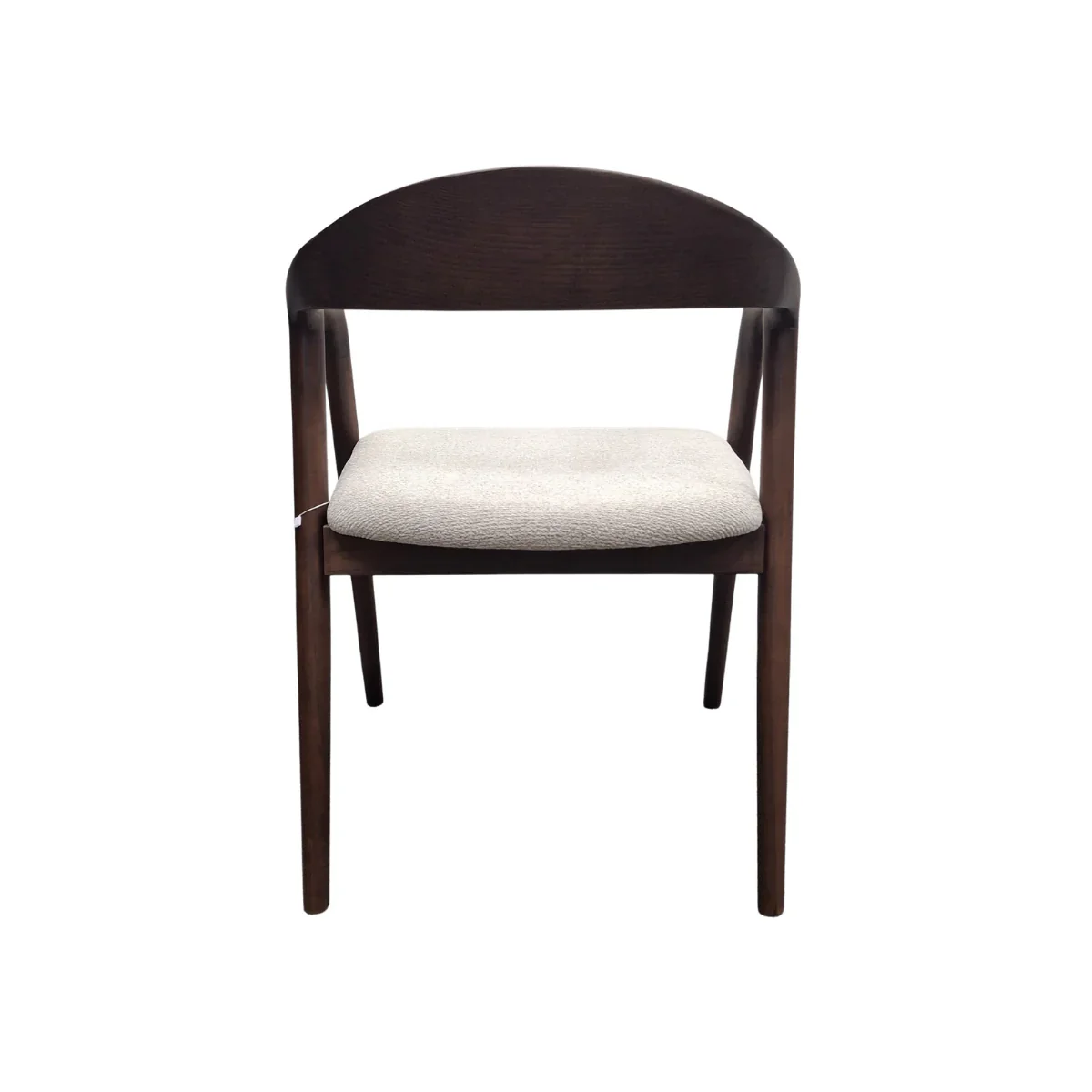 Tessa Walnut Dark Wooden Ivory Boucle Fabric Dining Chairs - Pairs