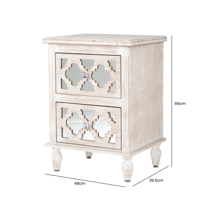 Hampton Beach 2 Drawer Cabinet Washed Ash And Mirror