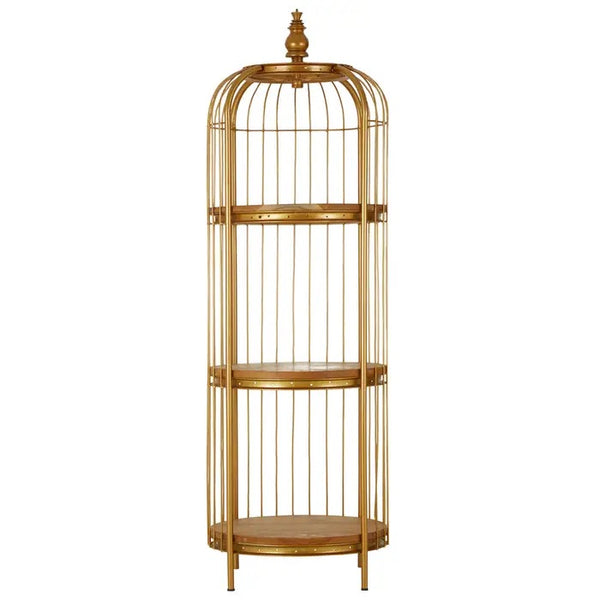 Mantis Medium Gold Finish Birdcage Shelf Unit