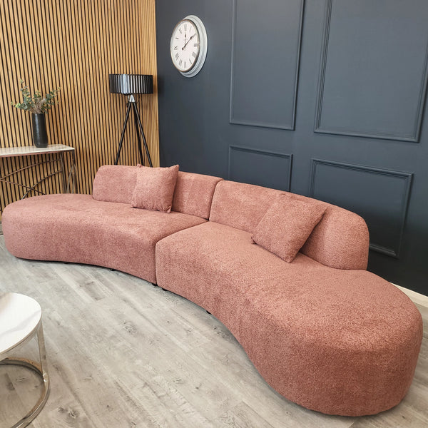 Blush Miami Curved Cinema Boucle Sofa