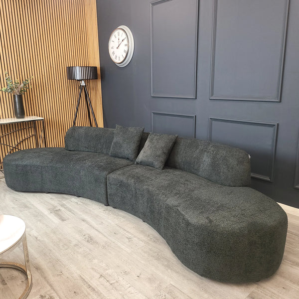 Black Miami Curved Cinema Boucle Sofa