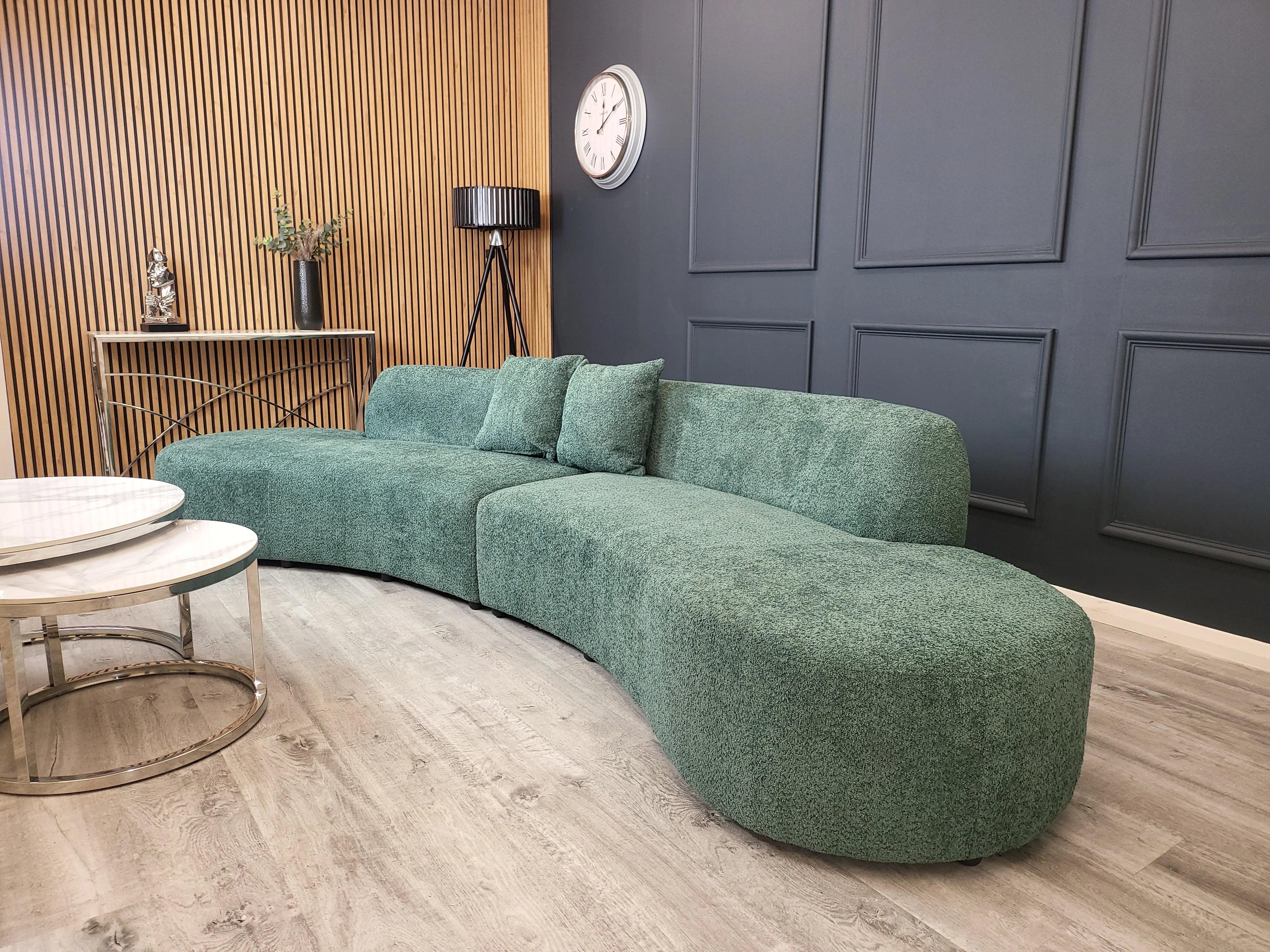 Emerald Green Miami Curved Cinema Boucle Sofa