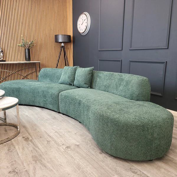 Emerald Green Miami Curved Cinema Boucle Sofa