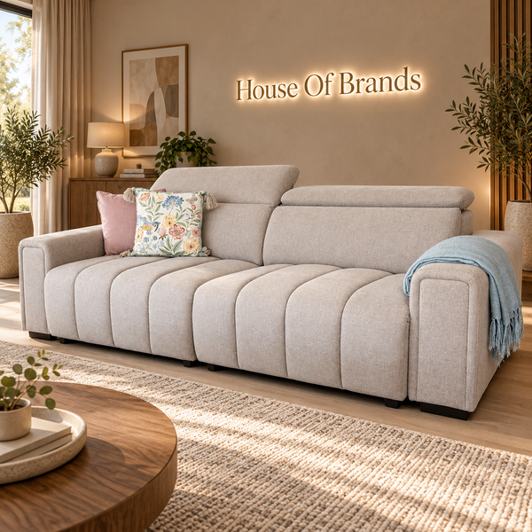 April Beige Electric Sofa Bed 3 Seater