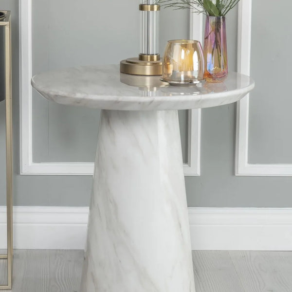 Carrera Marble Side Table White