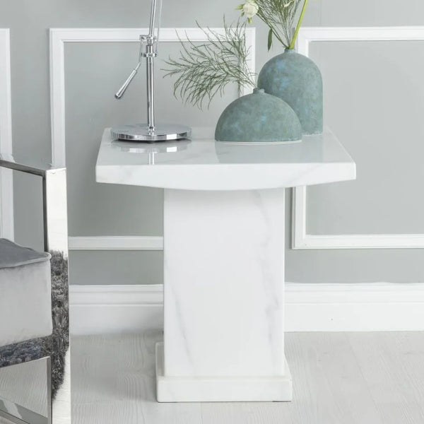 Athena Marble Lamp Table White