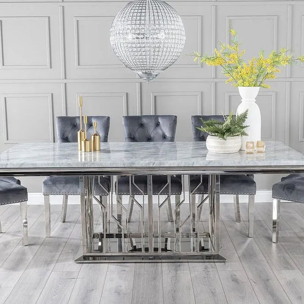 220cm Vortex Grey Marble Dining Table