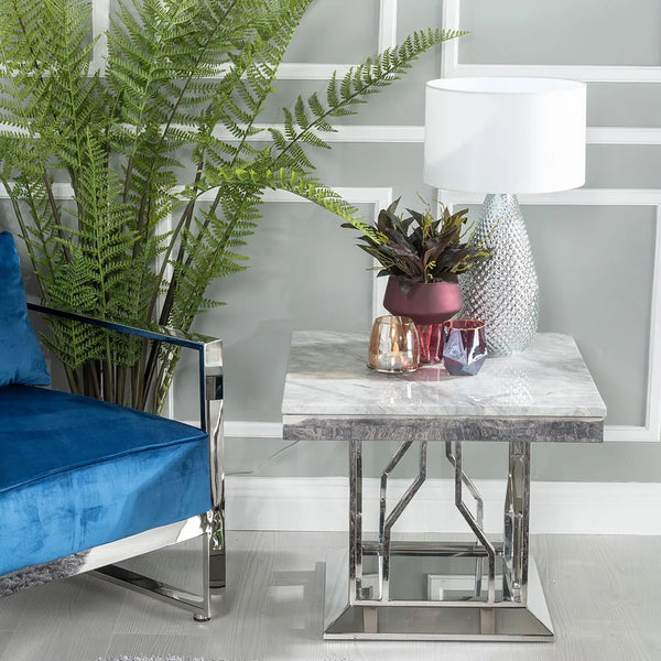 Vortex Marble Side Table Grey