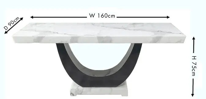Madrid White Marble & Black High Gloss Dining Table