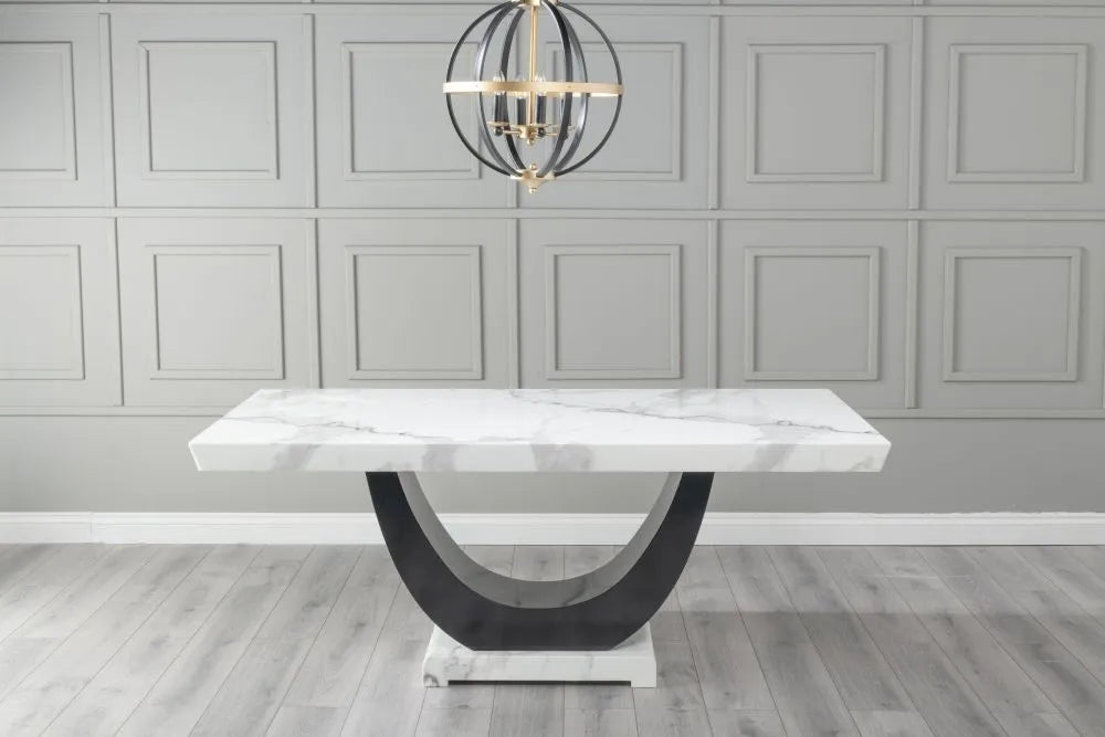 Madrid White Marble & Black High Gloss Dining Table