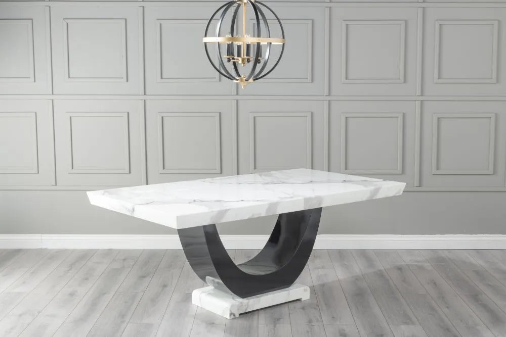 Madrid White Marble & Black High Gloss Dining Table