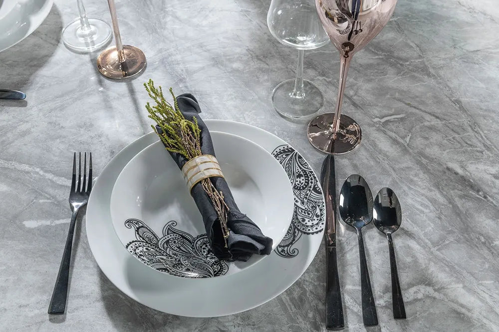 220cm Vortex Grey Marble Dining Table