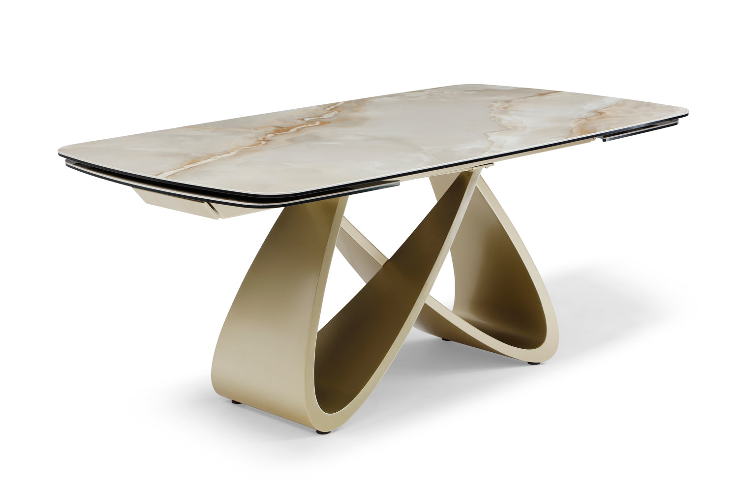 Ludovica Extendable Dining Table In Jade & Champagne