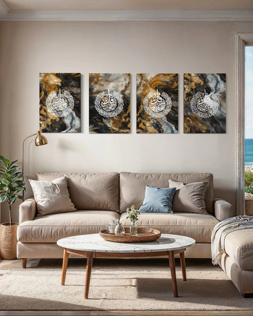 4 Quls Marble Abstract Canvas Set of 4