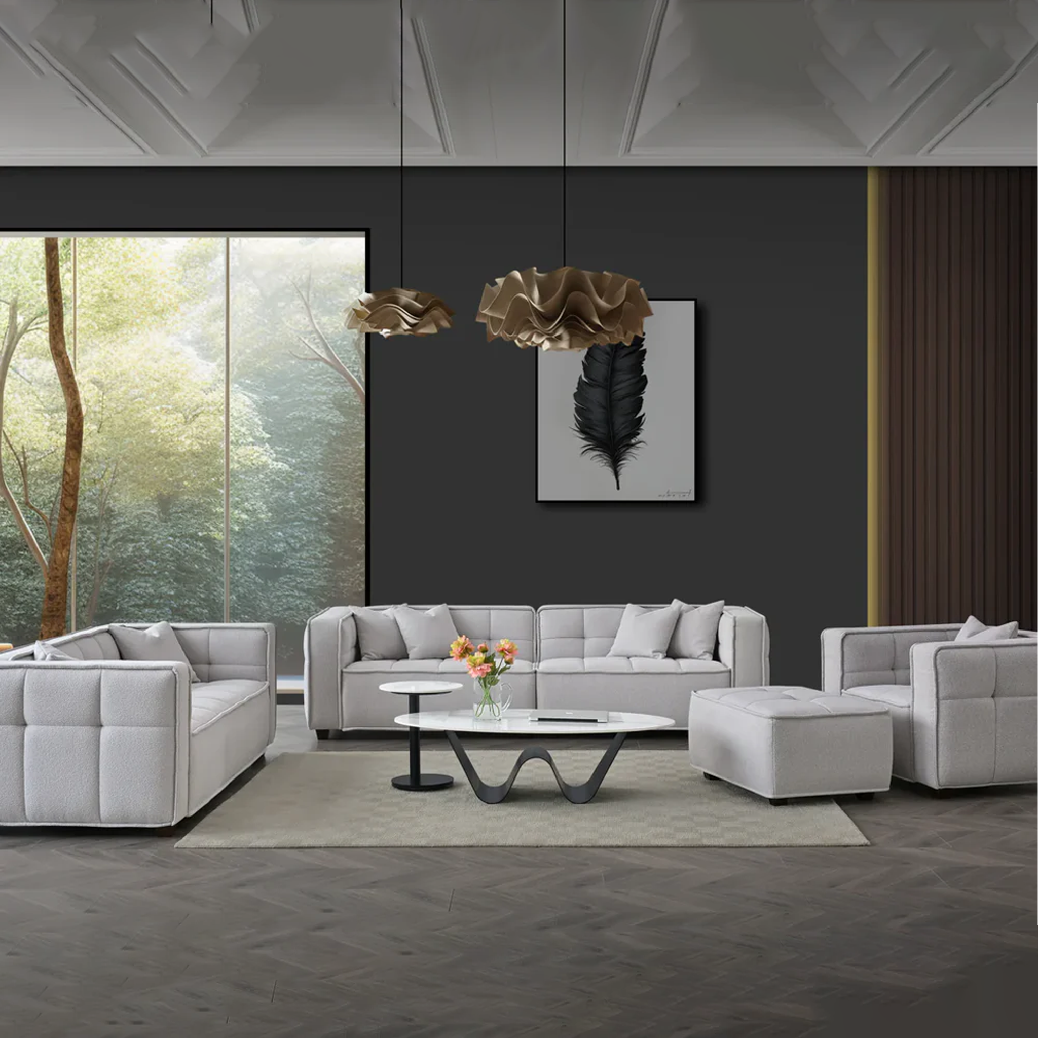4 Seater Aluxo Murray Sofa Range in Putty Boucle Fabric