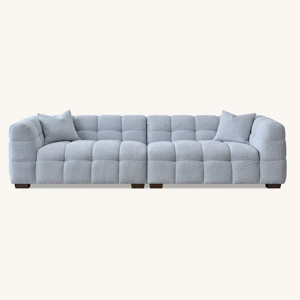 4 Seater Aluxo Tribeca Sofa Range In Pearl Boucle Fabric