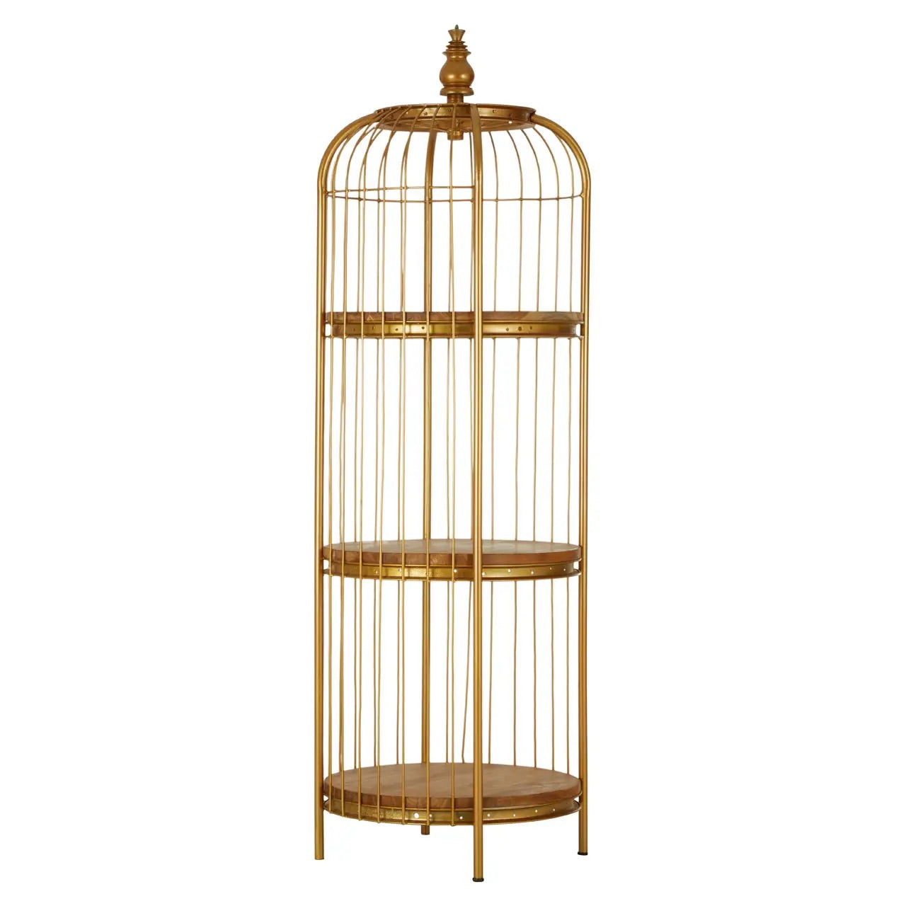 Mantis Medium Gold Finish Birdcage Shelf Unit