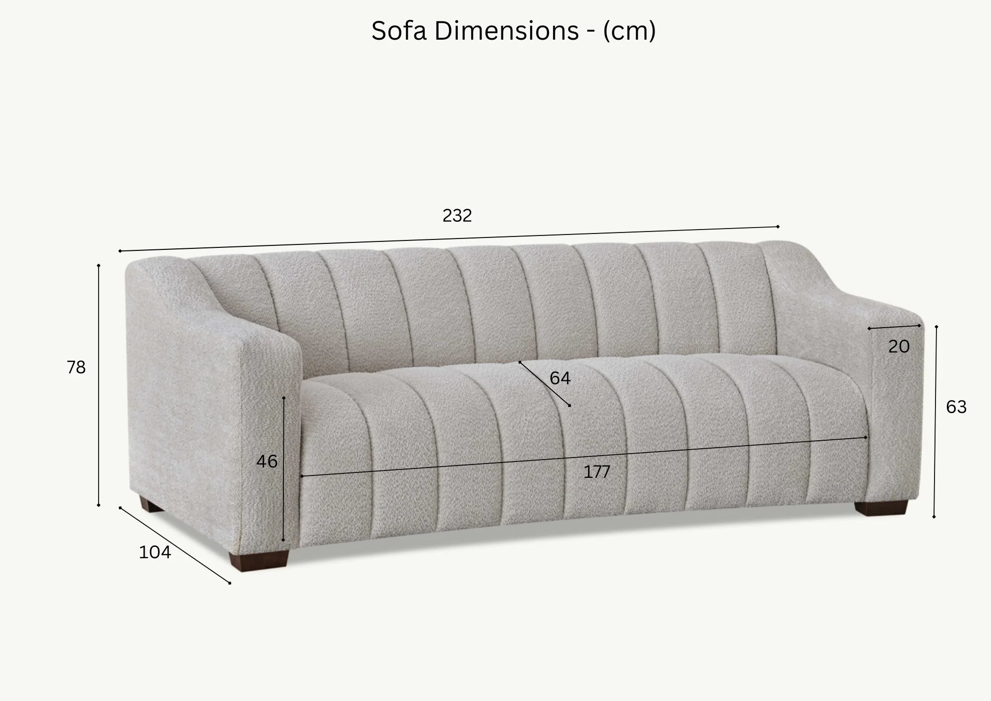 Aluxo Astoria 3 Seater Sofa In Oatmeal Boucle Fabric