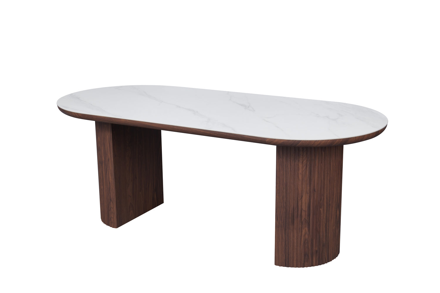 Mateo Walnut and White Oval Dining Table