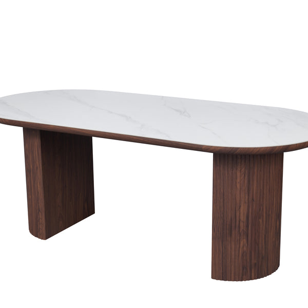 Mateo Walnut and White Oval Dining Table