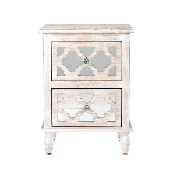 Hampton Beach 2 Drawer Cabinet Washed Ash And Mirror