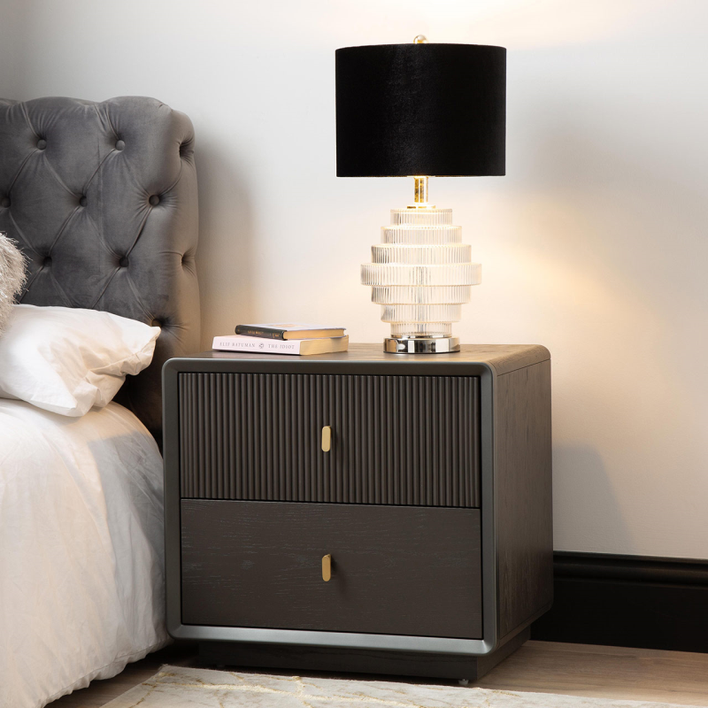 Amelie Smoke Grey Elm 2 Drawer Cabinet