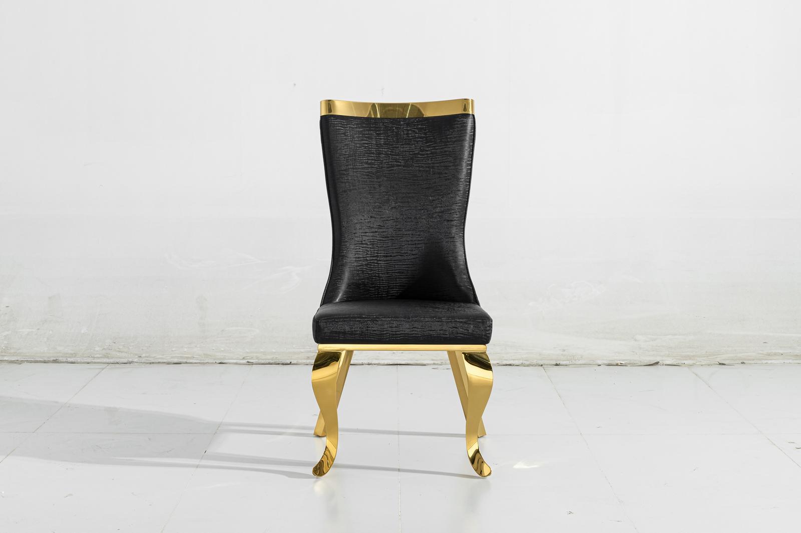 Samara Black PU Leather Quilted Dining Chair with Gold Legs – Luxury Modern Design