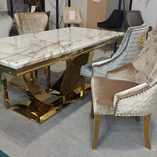 Arial 200CM/180CM Marble & Gold Dining Table - 5 Colours