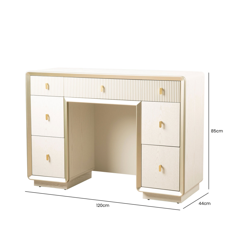 Amelie Cream Elm 7 Drawer Dressing Table