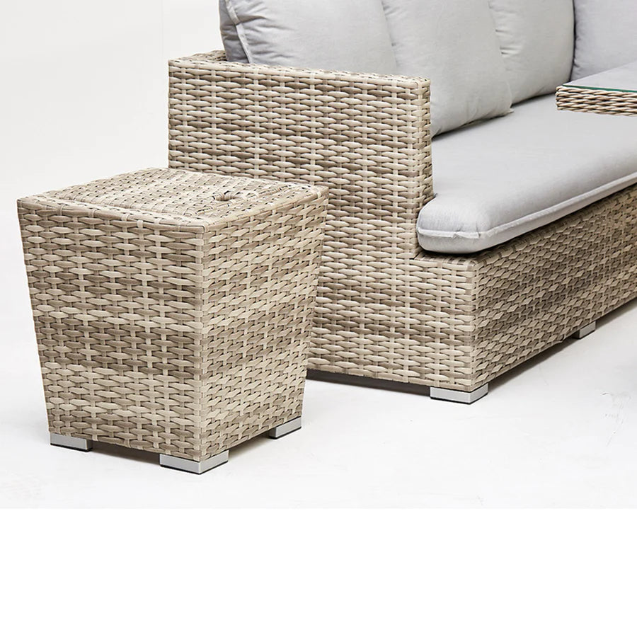 Asha Outdoor Corner Rising Dining Set With Firepit And Ice Bucket